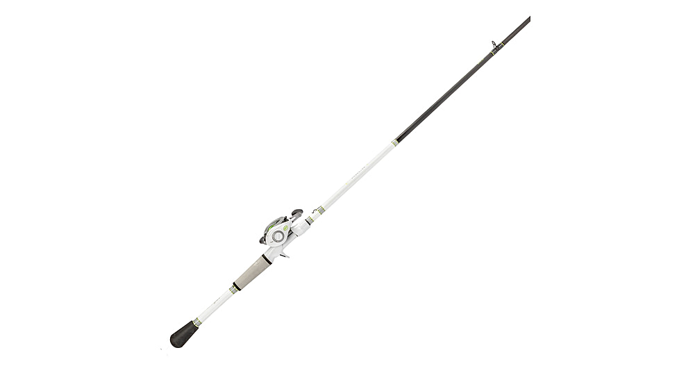 Lew’s MACH 1 Baitcast Reel and Rod Combo, 7ft 2in, 1-PC IM7 Graphite Rod, Medium-Heavy, Fast, 7+1 Bearings, 7.5-1 Ratio, LH Retrieve, White/Black/Gray/Green, MH1SHL72MHG3