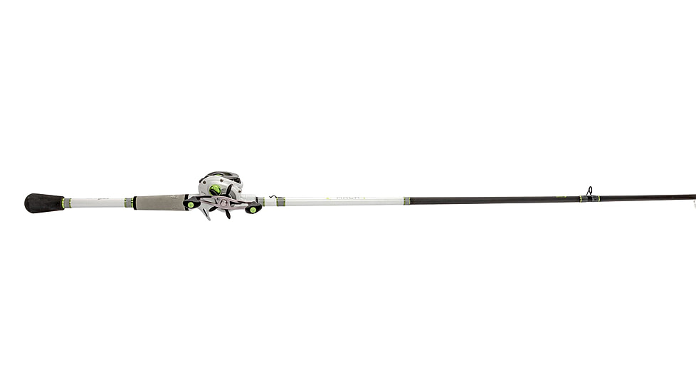 Lew’s MACH 1 Baitcast Reel and Rod Combo, 7ft 2in, 1-PC IM7 Graphite Rod, Medium-Heavy, Fast, 7+1 Bearings, 7.5-1 Ratio, RH Retrieve, White/Black/Gray/Green, MH1SH72MHG3