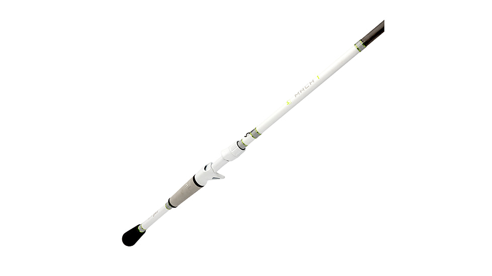 Lew’s MACH 1 Casting Rod, 6ft 8in, 1-PC IM7 Graphite Rod w/ Medium  and Moderate-Fast, Winn Dri-Tac Split-Grip, Graphite Skeletal Reel Seat, White/Black/Green, M1TWJBR