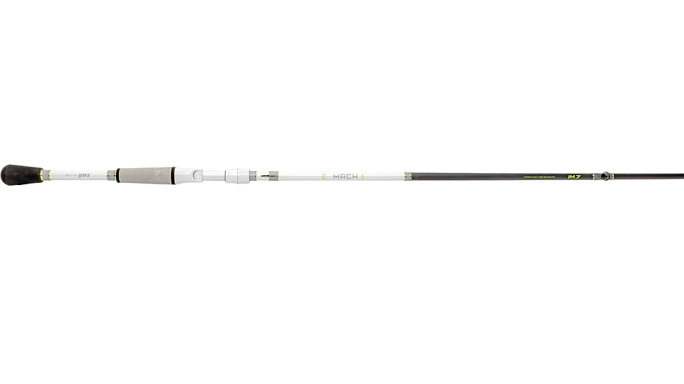 Lew’s MACH 1 Casting Rod, 6ft 10in, 1-PC IM7 Graphite Rod w/ Medium-Heavy  and Moderate-Fast, Winn Dri-Tac Split-Grip, Graphite Skeletal Reel Seat, White/Black/Green, M1SBR