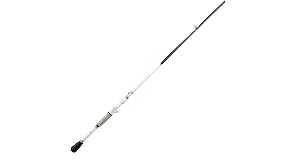 Lew’s MACH 1 Casting Rod, 7ft 2in, 2-PC IM7 Graphite Rod w/ Medium-Heavy  and Fast, Winn Dri-Tac Split-Grip, Graphite Skeletal Reel Seat, White/Black/Green, M1JR-2