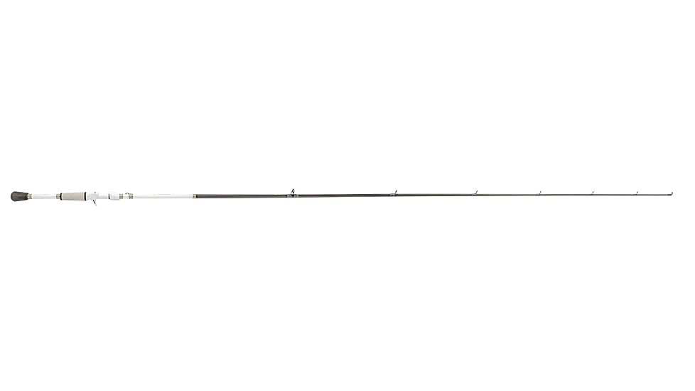 Lew’s MACH 1 Casting Rod, 7ft 3in, 1-PC IM7 Graphite Rod w/ Medium-Heavy  and Moderate, Winn Dri-Tac Split-Grip, Graphite Skeletal Reel Seat, White/Black/Green, M1CBR