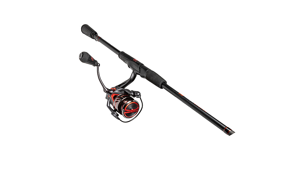 Lew’s MACH Jacked Spinning Reel and Rod Combo, 6ft 6in, 1-PC HM50 Graphite Rod, Ultra-Light  w/ Fast, SZ 100 Reel, 5.2-1 Ratio, Tanso Tech Frame, Black/Red, MJ1066ULS