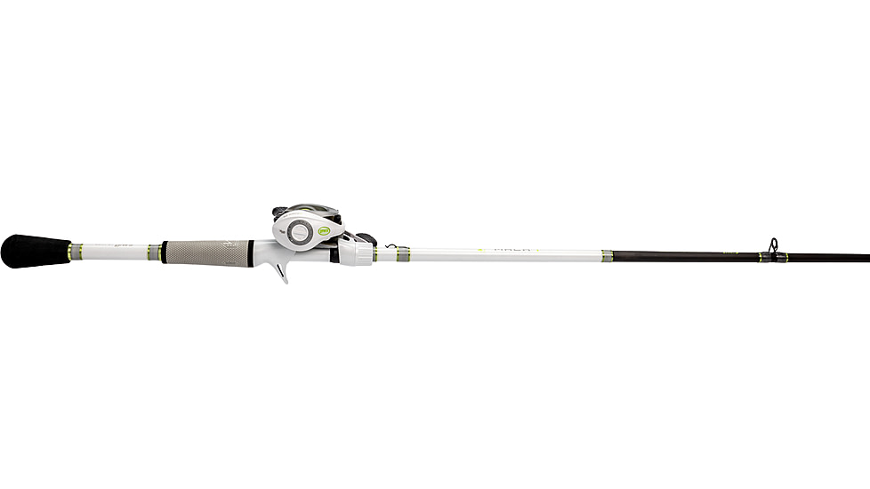 Lew’s MACH 1 SS Baitcast Reel and Rod Combo, 6ft 9in, 1-PC, Med-Light, Fast IM7 Rod, 7+1 Bearings, 7.5-1 Ratio, Shallow Spool, LH Retrieve, White/Black/Gray/Green, MHSS1SHL69MLG3