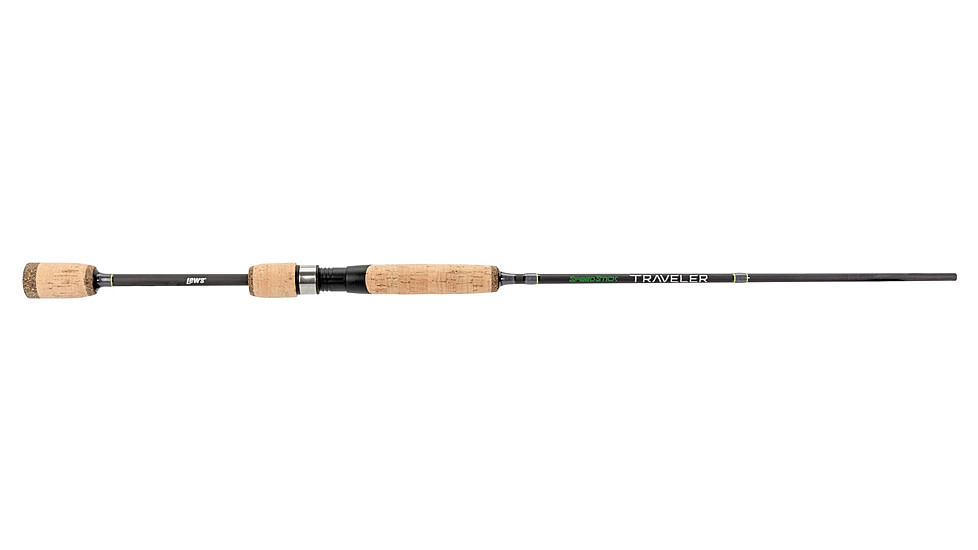 Lew’s Speed Stick Spinning Rod, 6ft 6in, 3-PC IM8 Graphite Rod w/ Medium  and Fast, Cork Split-Grip, Fuji Concept O Guides, Hard-Sided Travel Case, Black/Green, LSST66M-3