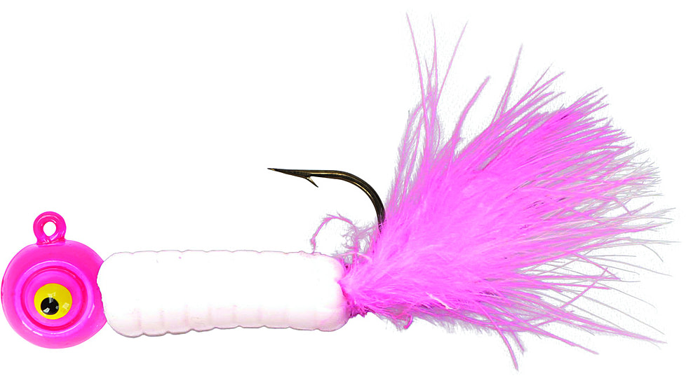 Lindy Fuzz-E-Grub Jig, Pink White, 1/4oz, 2in, 2 per Pack, LFEG507