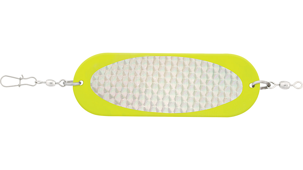 Luhr Jensen 4/0 Jensen Trout &amp; Kokanee Dodger, Chartreuse / Silver Prism-Lite, 5100-040-0158