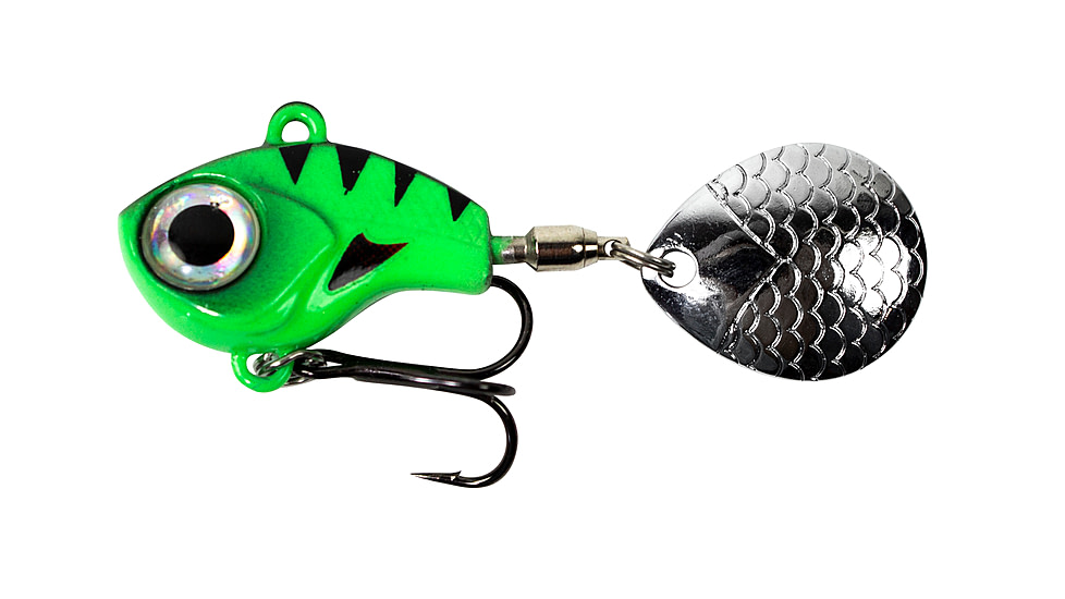 Lunkerhunt Big Eye Tail Spin Jig, Fluorescent Green Glow, 1.2in &amp; 3/8 oz, BEJ204