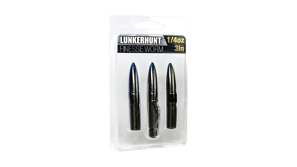 Lunkerhunt Finesse Worm, 1, 3in, Black Blue Fleck, FW04