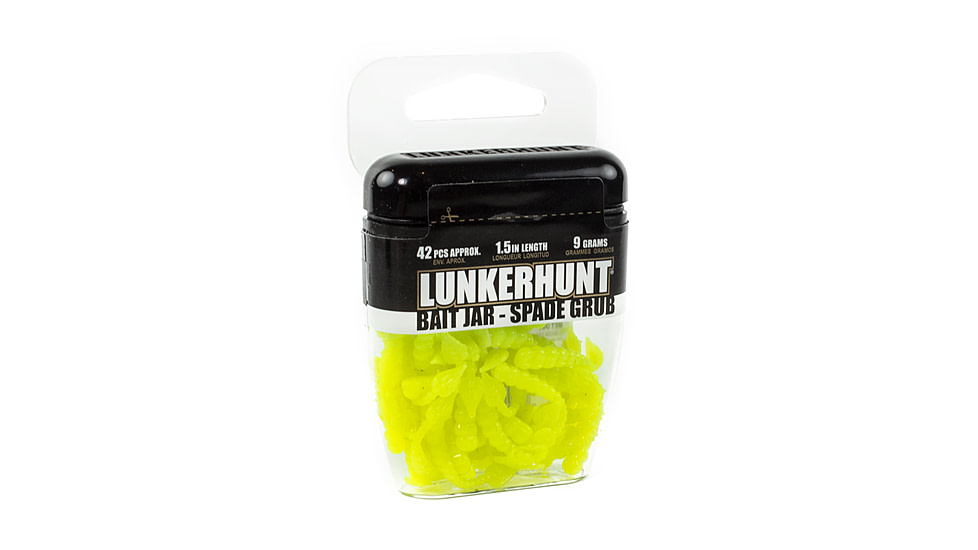 Lunkerhunt Spade Grub Bait Jar Grub, 1, 1.5in, Chartreuse, HSG01