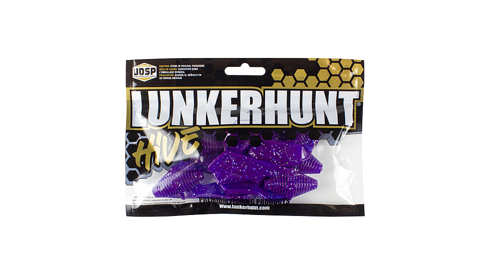 Lunkerhunt Tandem Trailer Soft Bait, 1, 3in, Purple Silver Fleck, CHKTR04