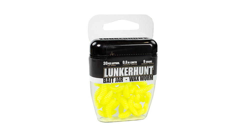 Lunkerhunt Wax Worm-Bait Jar Worm, 40, 0.75in, Chartreuse, HWJ03