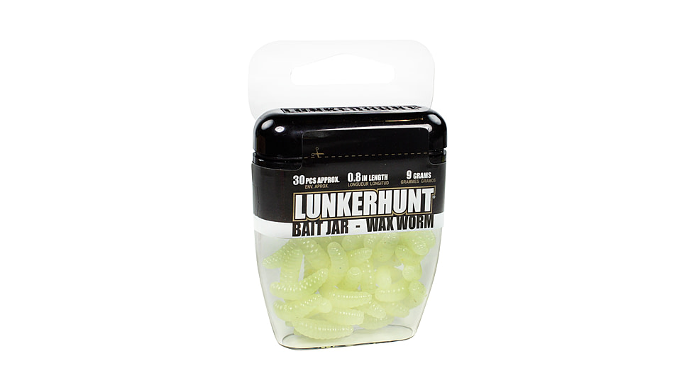 Lunkerhunt Wax Worm-Bait Jar Worm, 40, 0.75in, Glow, HWJ01