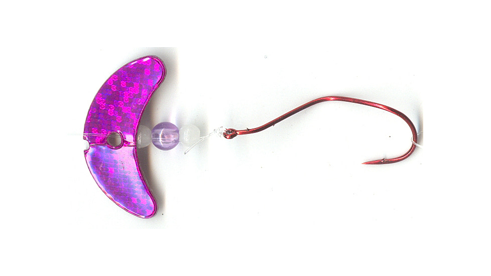Macks Lure Smile Blade Slow Death Rig, Number 2 Hook, Dark Cerise Sparkle Smile Blade/Glo White Bead/Flo Purple Center Bead, 63307
