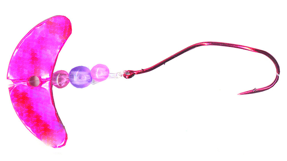 Macks Lure Smile Blade Slow Death Rig, Number 2 Hook, Pink Sparkle Smile Blade/Flo Pink Bead/Flo Purple Center Bead, 63302