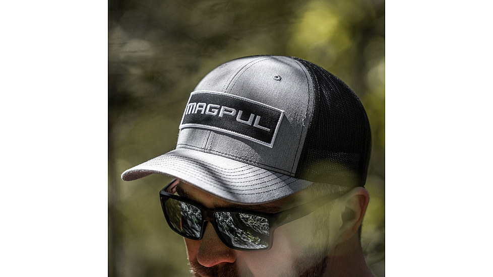 Magpul Industries Wordmark Patch Trucker Hat, Gray/Black, OSFA, MAG1104-032