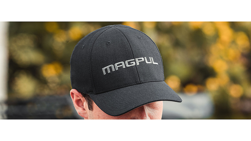 Magpul Industries Wordmark Stretch Fit Hat, Black, S/M, MAG1103-001-S/M