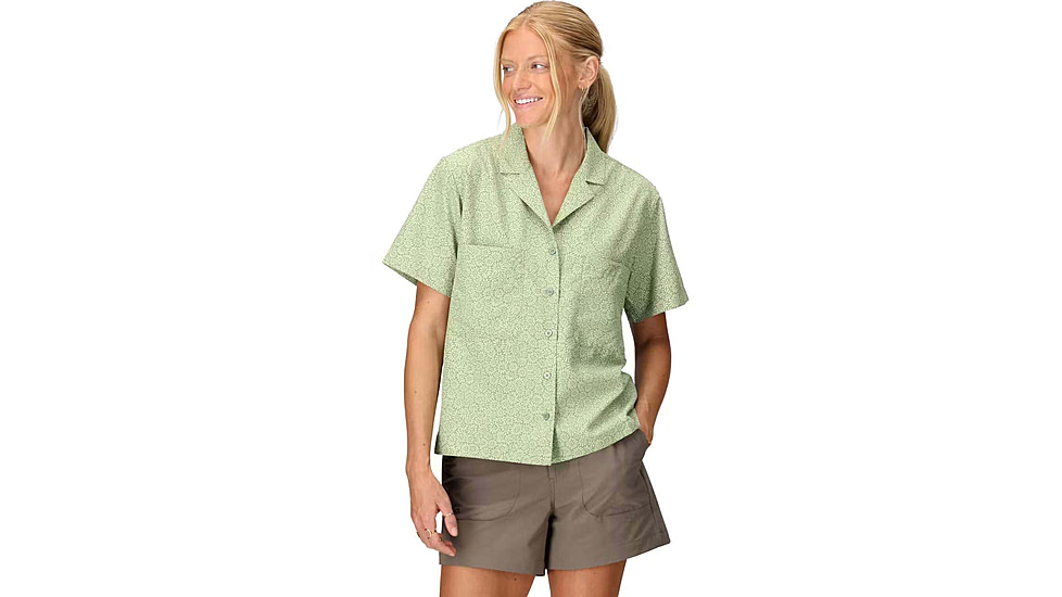 Marmot AirExchange SolarShield Camp Novelty SS Shirt - Womens, Agate Green Mini Bloom, S, M16118-24284S