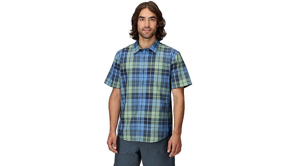 Marmot AirExchange SolarShield Novelty SS Shirt - Mens, Arctic Navy Wayland Plaid, S, M16075-24291S