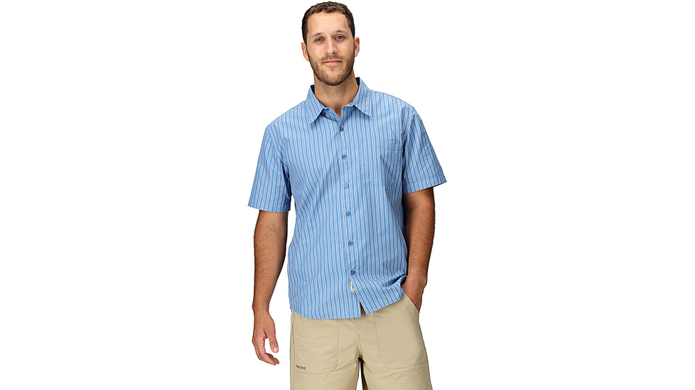 Marmot AirExchange SolarShield Novelty SS Shirt - Mens, Rain Cloud Tomales Stripe, L, M16075-24297L