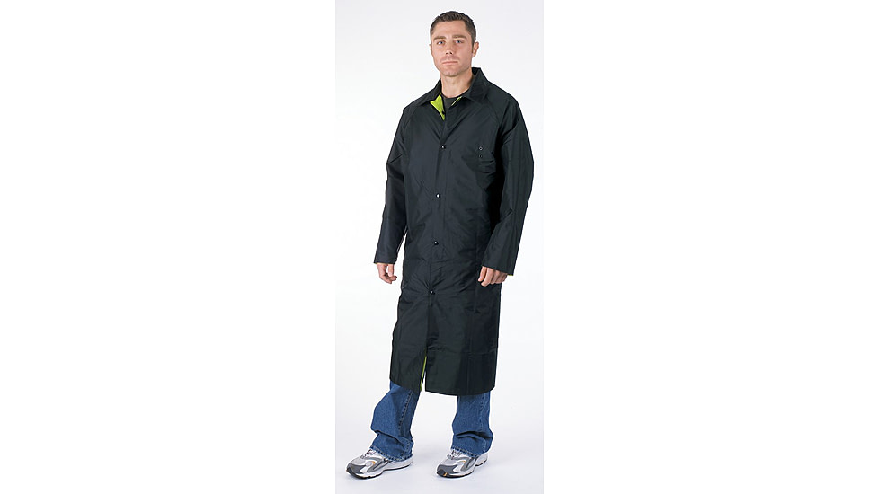 MCR Safety Luminator Premium Waterproof Raincoat, .54mm Nylon/PVC - PVC/Nylon, Reversible Coat to Black, Lime/Black, XL, 7368CRXL
