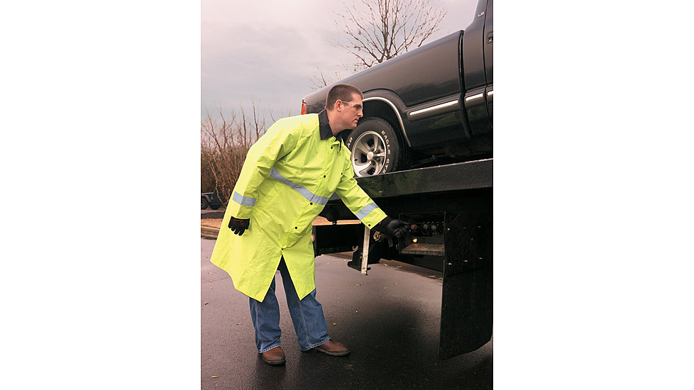 MCR Safety Luminator Premium Waterproof Raincoat, .54mm Nylon/PVC - PVC/Nylon, Reversible Coat to Black, Lime/Black, XL, 7368CRXL