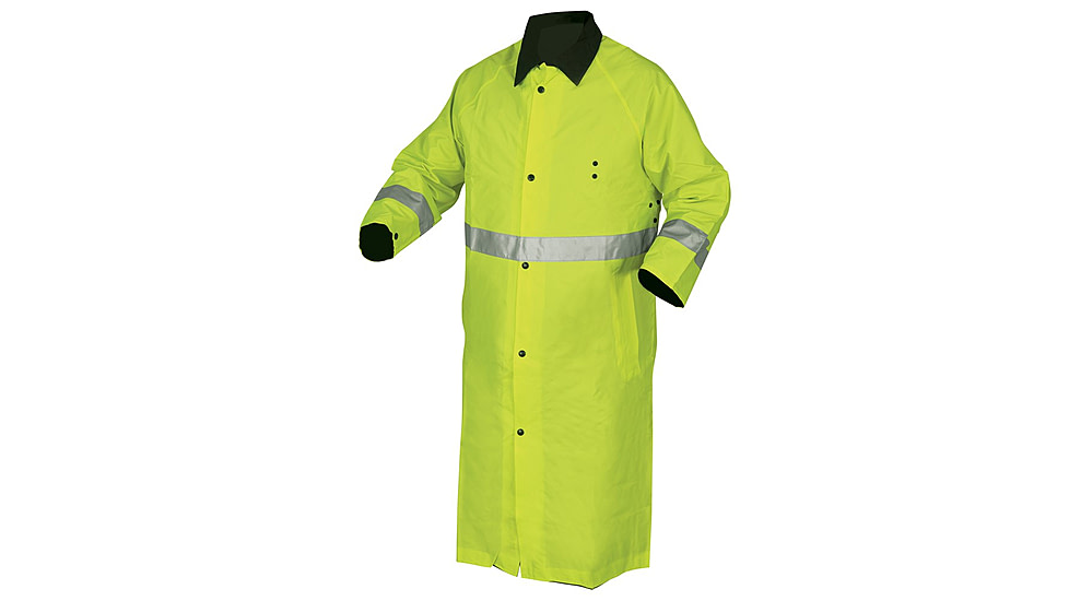 MCR Safety Luminator Premium Waterproof Raincoat, .54mm Nylon/PVC - PVC/Nylon, Reversible Coat to Black, Lime/Black, XL, 7368CRXL
