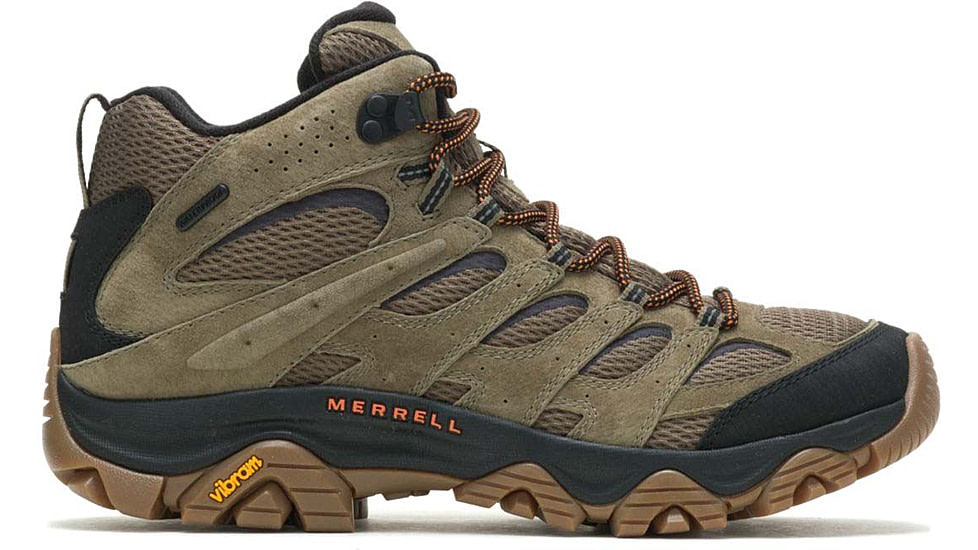 Merrell Moab 3 Mid Waterproof Shoes - Mens, Olive/Gum, 10 US, J036549-10.0