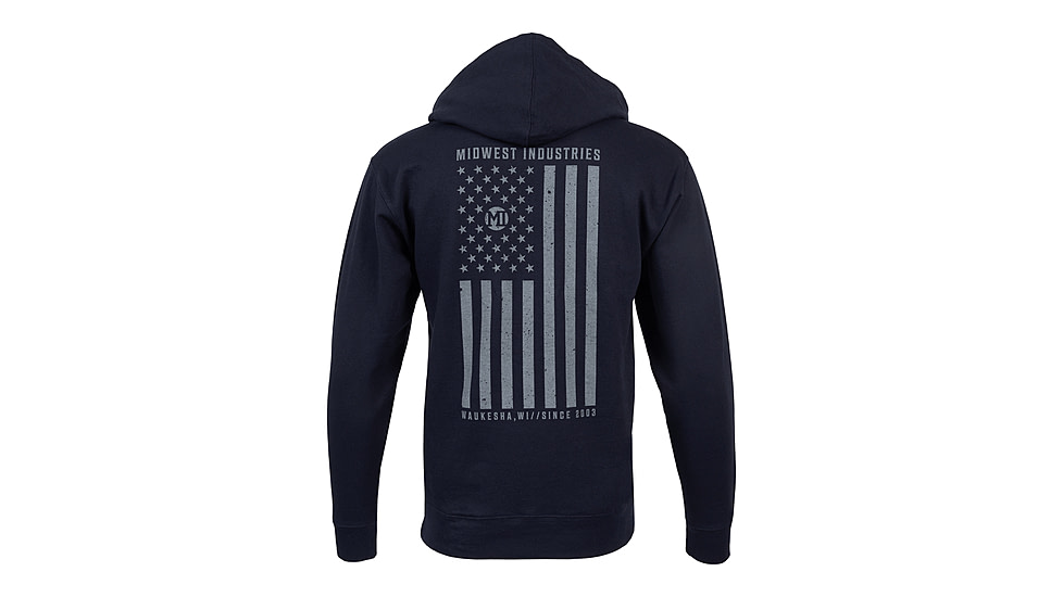Midwest Industries Flag Hoodie, Navy, Small, MI-HOODIE-FLAG-SMALL