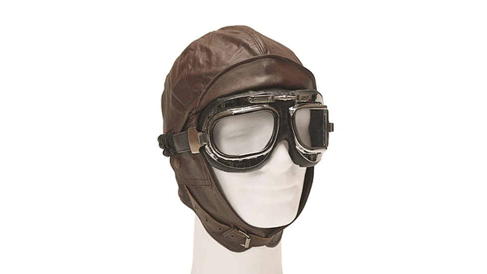 MIL-TEC Leather Aviation Helmet, Brown, Medium, 12425009-903