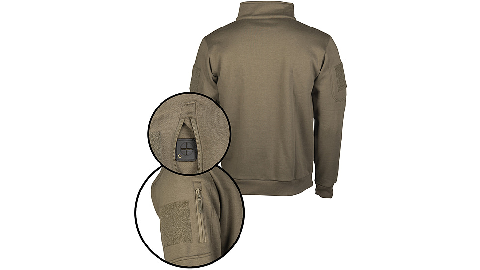 MIL-TEC Tactical 1/4 Zip Sweatshirt - Men's, Ranger Green, Small, 11472512-902