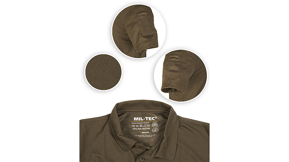 MIL-TEC Sh/Sl Quick Dry Tactical Polo Shirt - Mens, Olive Drab, Extra Large, 10961001-905