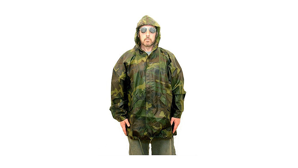 Military Surplus GI Camouflage Rain Parka, Woodland, Large, MJ128L