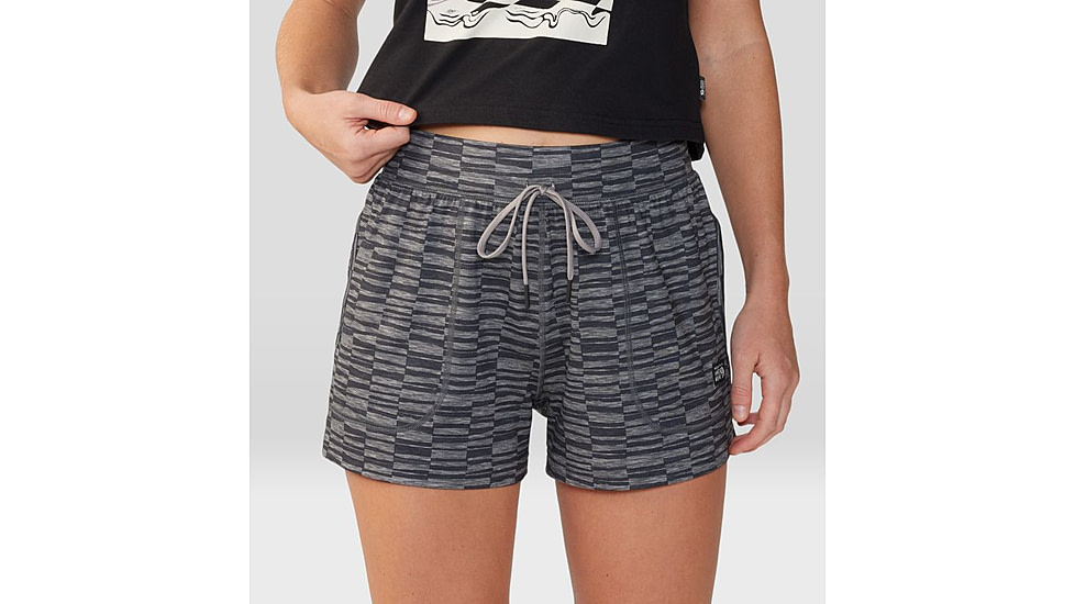 Mountain Hardwear Chillaction Short - Womens, Ashen Sediment Check Print, Large, 2067951043-L