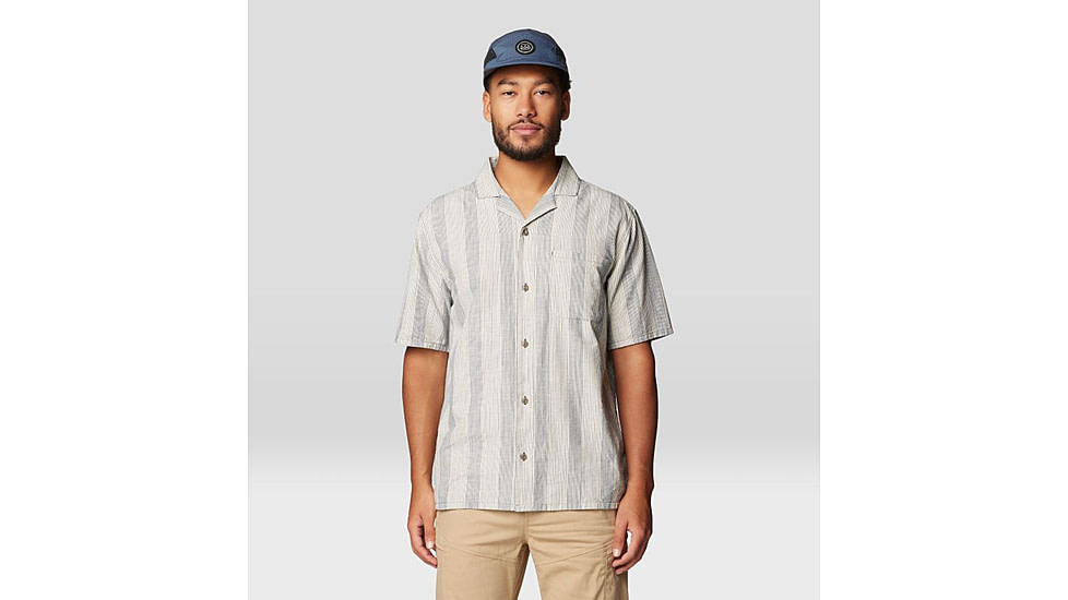 Mountain Hardwear Cottonwood Camp Lite Short Sleeve Shirt - Mens, Moon Blue Strata Stripe, MxR, 190423011100