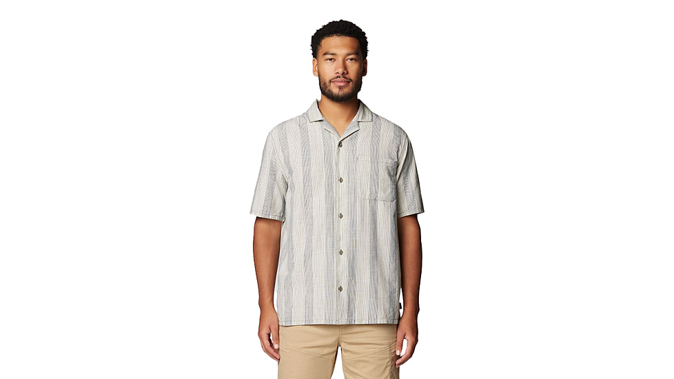 Mountain Hardwear Cottonwood Camp Lite Short Sleeve Shirt - Mens, Moon Blue Strata Stripe, MxR, 190423011100
