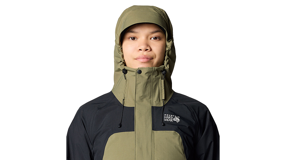 Mountain Hardwear Dry Times Hooded Jacket - Womens, Mission Olive, Black, S, 190423045839