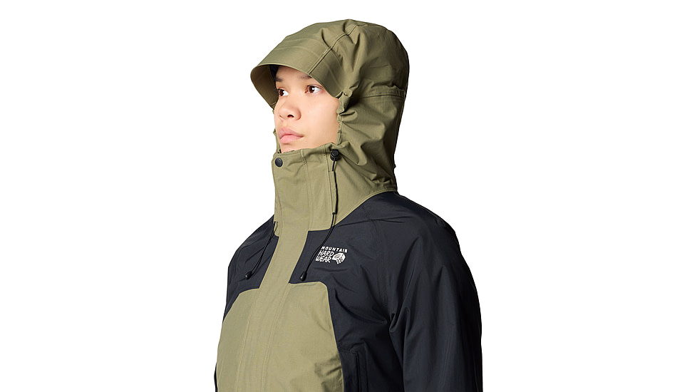 Mountain Hardwear Dry Times Hooded Jacket - Womens, Mission Olive, Black, S, 190423045839