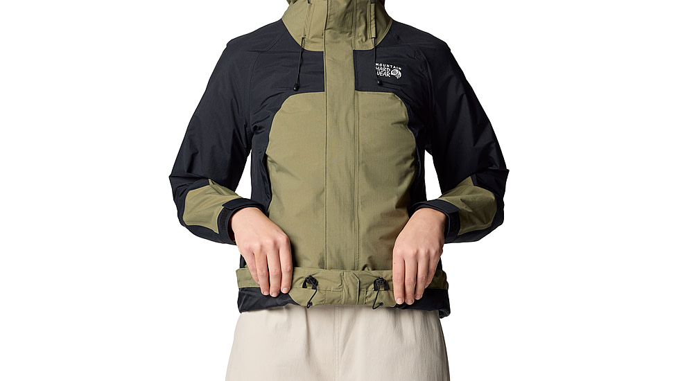 Mountain Hardwear Dry Times Hooded Jacket - Womens, Mission Olive, Black, S, 190423045839