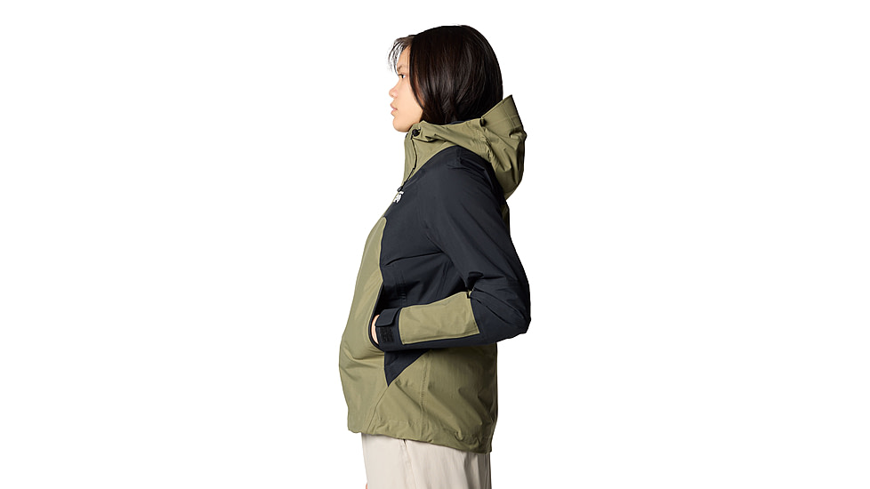 Mountain Hardwear Dry Times Hooded Jacket - Womens, Mission Olive, Black, S, 190423045839