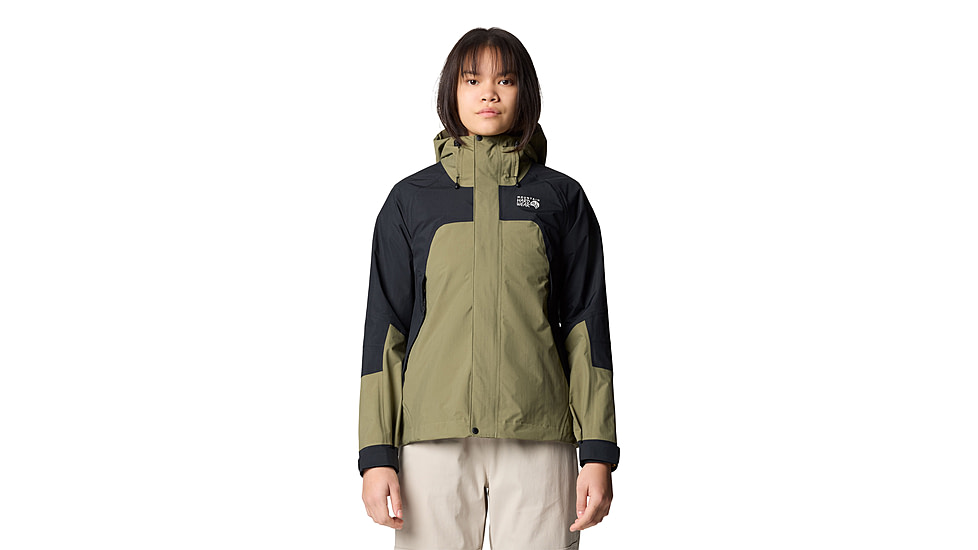 Mountain Hardwear Dry Times Hooded Jacket - Womens, Mission Olive, Black, S, 190423045839