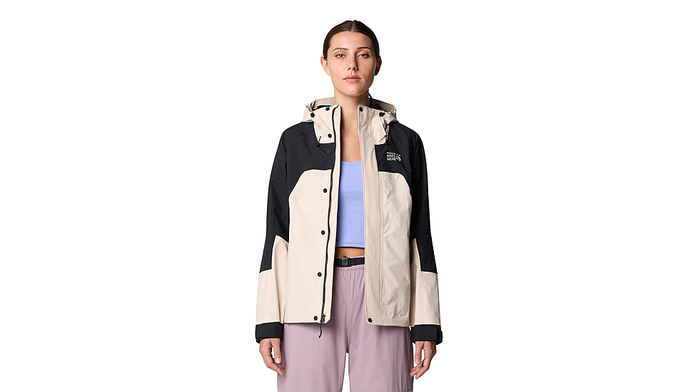 Mountain Hardwear Dry Times Hooded Jacket - Womens, Talc, Black, XL, 190423045792