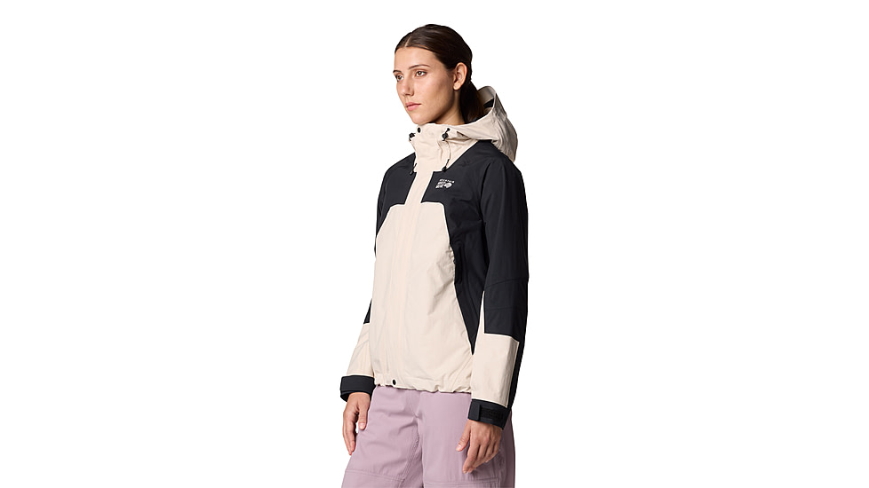 Mountain Hardwear Dry Times Hooded Jacket - Womens, Talc, Black, XL, 190423045792