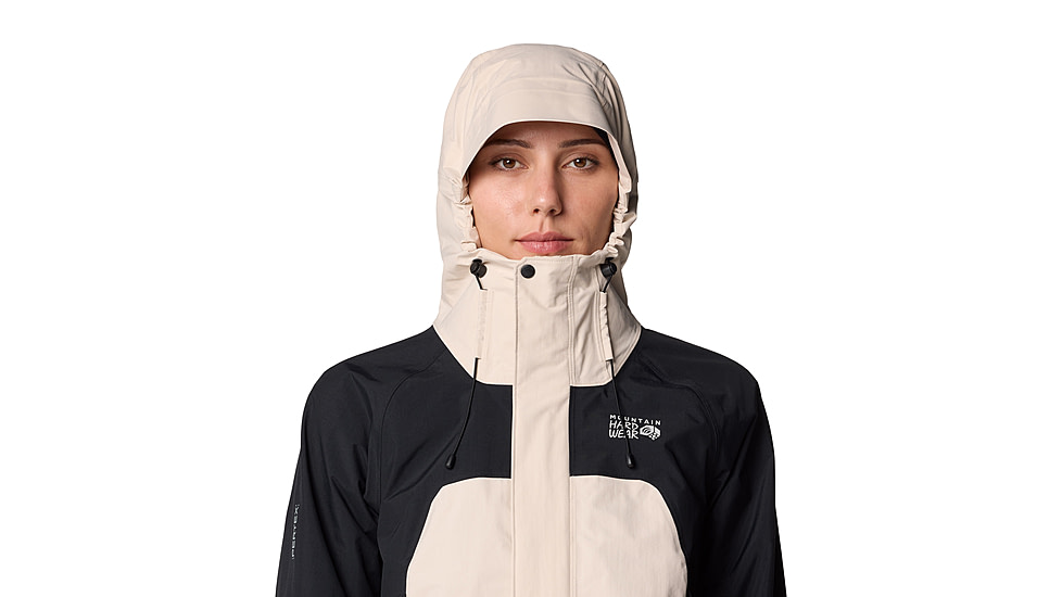Mountain Hardwear Dry Times Hooded Jacket - Womens, Talc, Black, XL, 190423045792