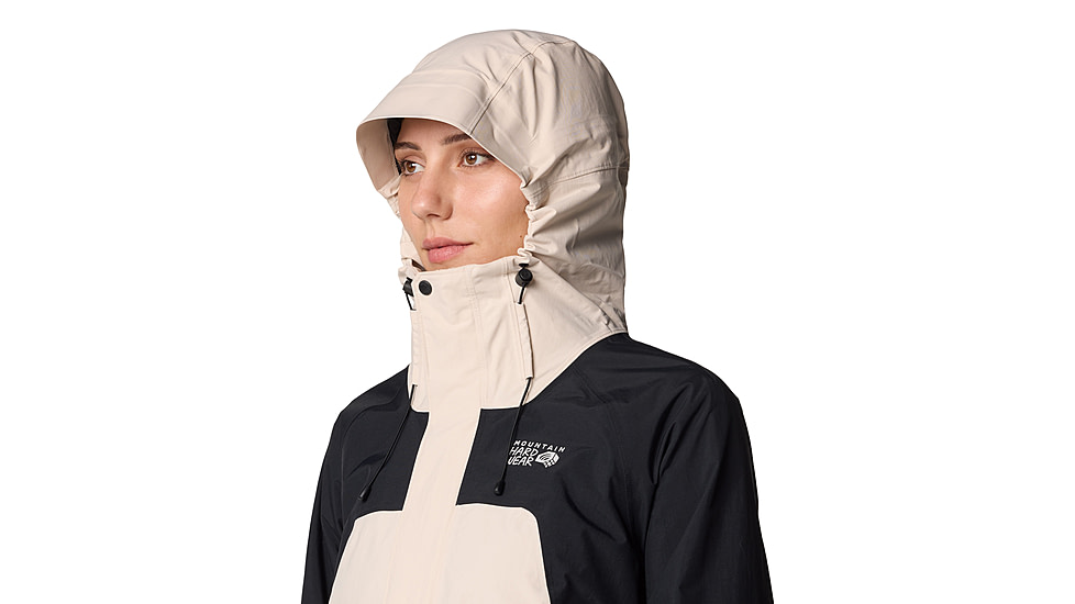 Mountain Hardwear Dry Times Hooded Jacket - Womens, Talc, Black, XL, 190423045792