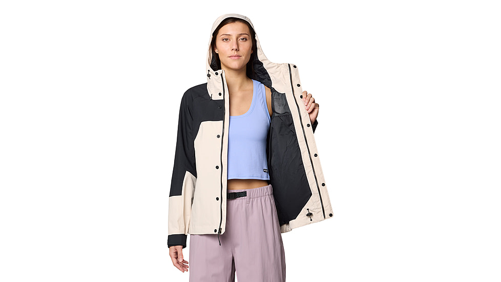 Mountain Hardwear Dry Times Hooded Jacket - Womens, Talc, Black, XL, 190423045792