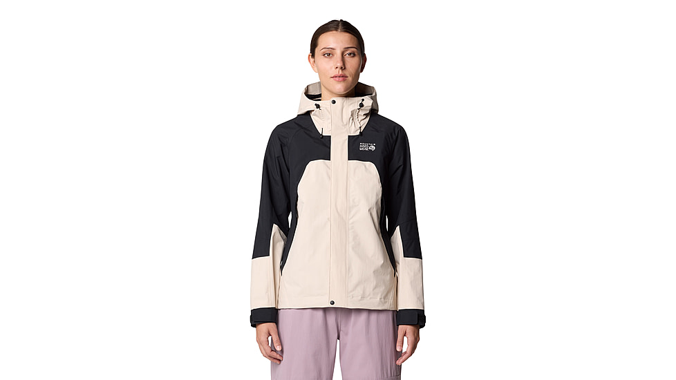 Mountain Hardwear Dry Times Hooded Jacket - Womens, Talc, Black, XL, 190423045792