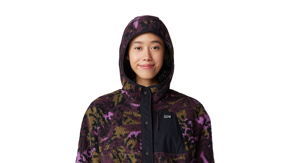 Mountain Hardwear HiCamp Fleece Snap Front Jacket - Womens, Blackberry Forests Floor Print, Large, 2083701514-L