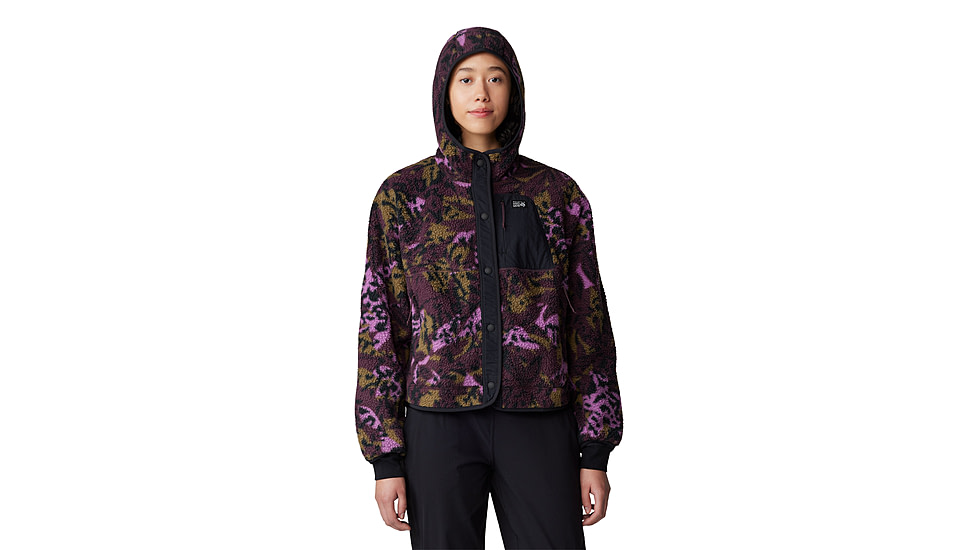 Mountain Hardwear HiCamp Fleece Snap Front Jacket - Womens, Blackberry Forests Floor Print, Large, 2083701514-L