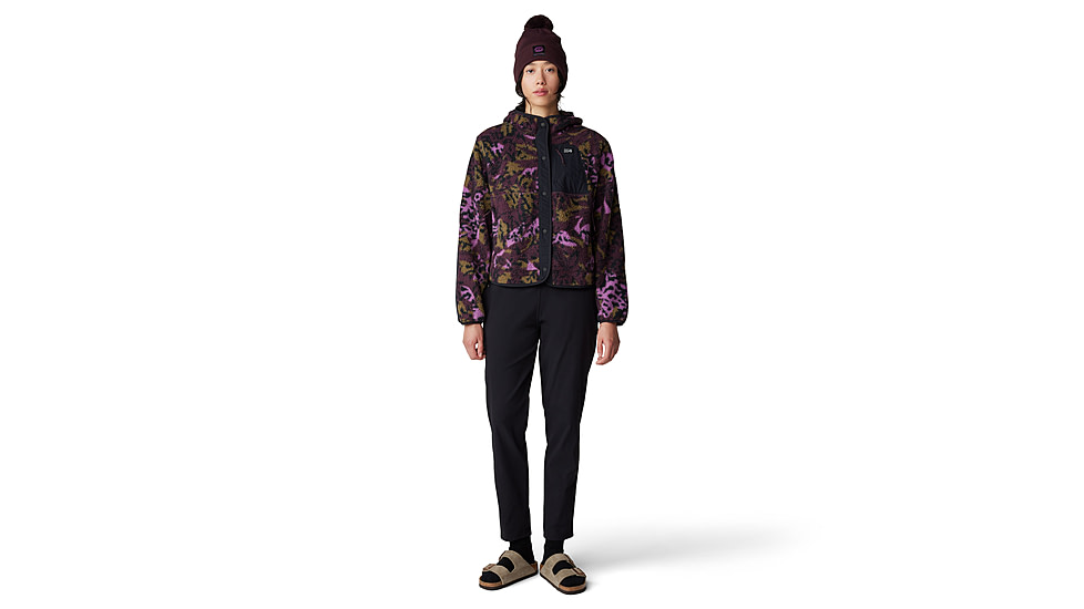 Mountain Hardwear HiCamp Fleece Snap Front Jacket - Womens, Blackberry Forests Floor Print, Large, 2083701514-L